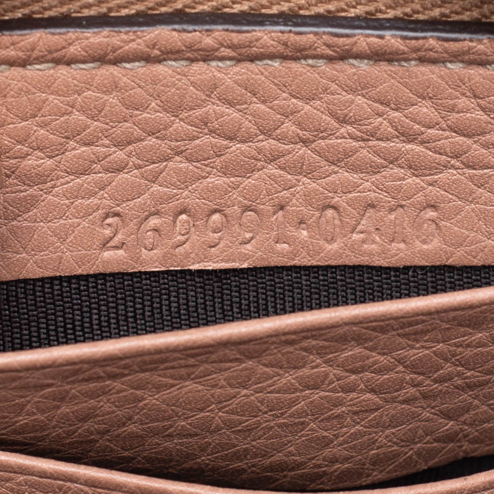 Gucci Beige Leather Bamboo Tassel Bow Zip Around Wallet