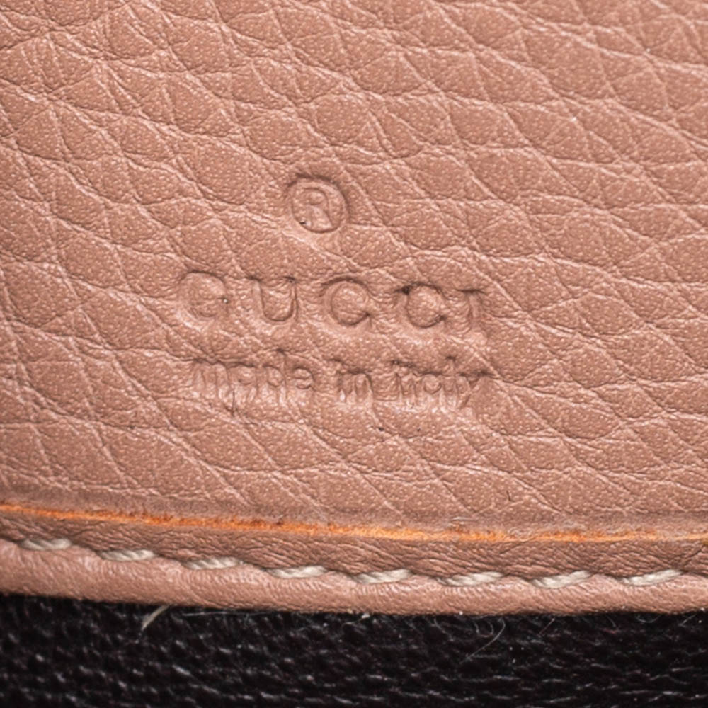 Gucci Beige Leather Bamboo Tassel Bow Zip Around Wallet