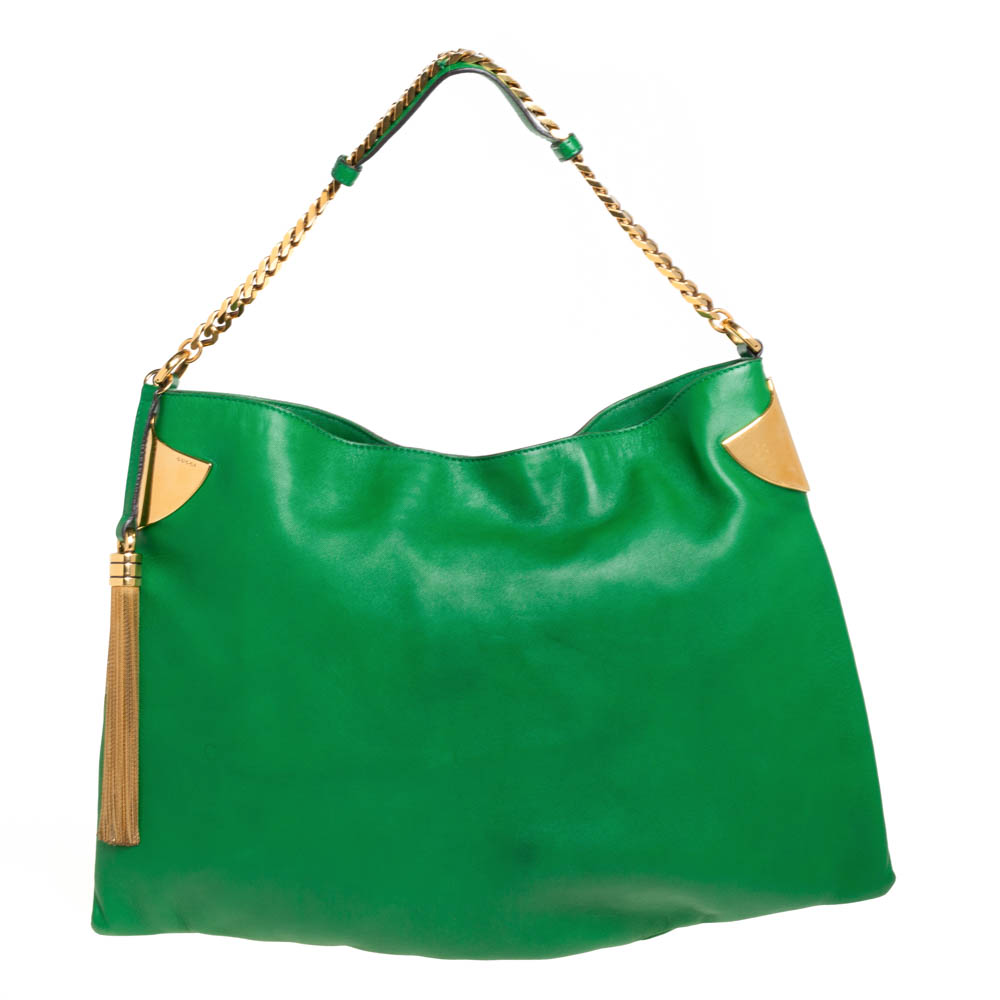 Gucci Green Leather Large Gucci 1970 Shoulder Bag
