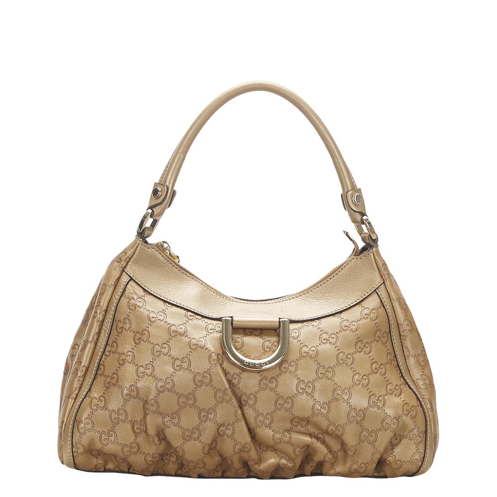 Gucci Brown/Beige Leather Abbey D-Ring Hobo Bag
