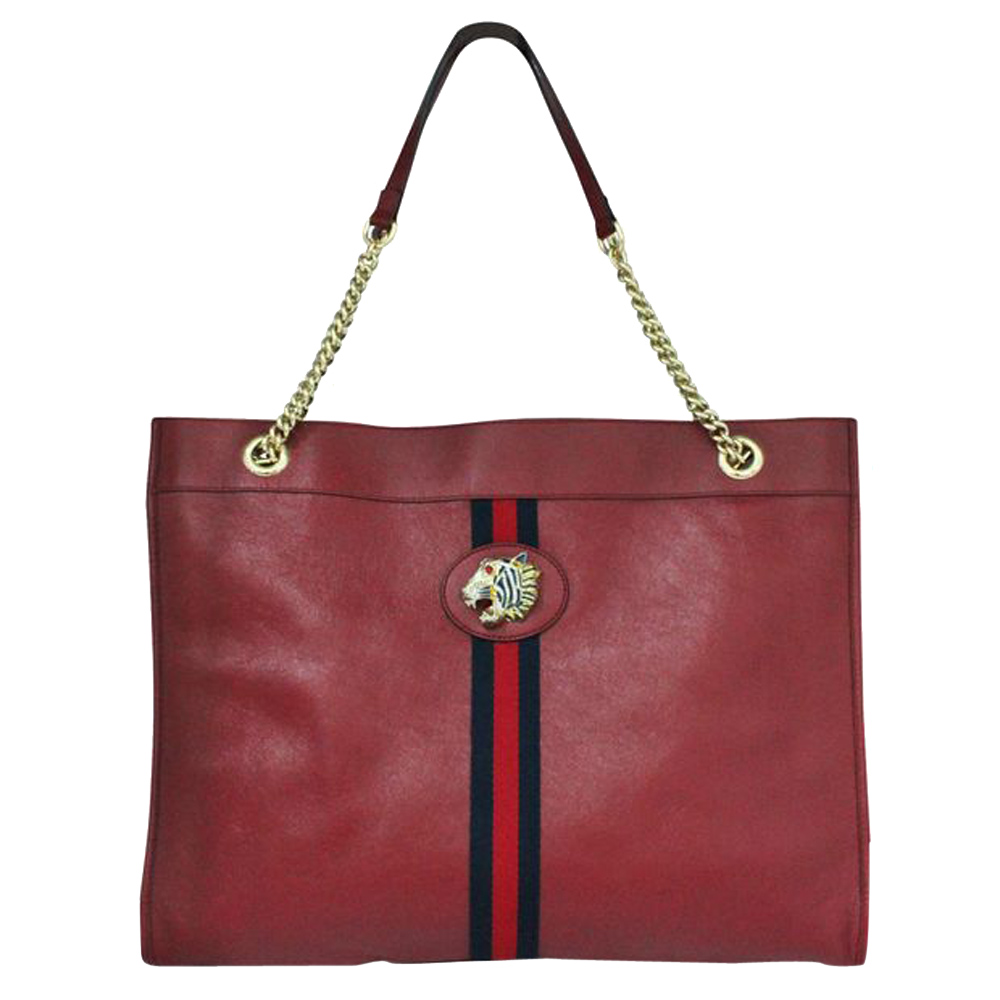 Gucci Red Leather Rajah Tote Bag