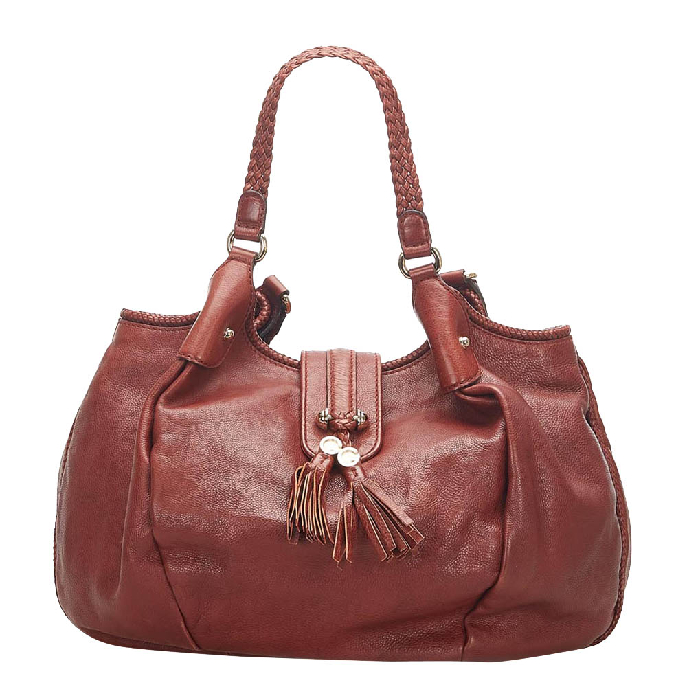 Gucci Brown Leather Marrakech Hobo Bag