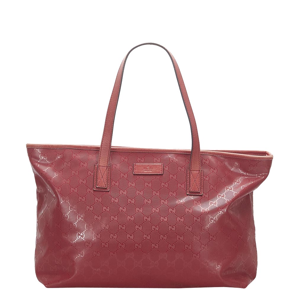 Gucci Red GG Imprime Leather Tote Bag