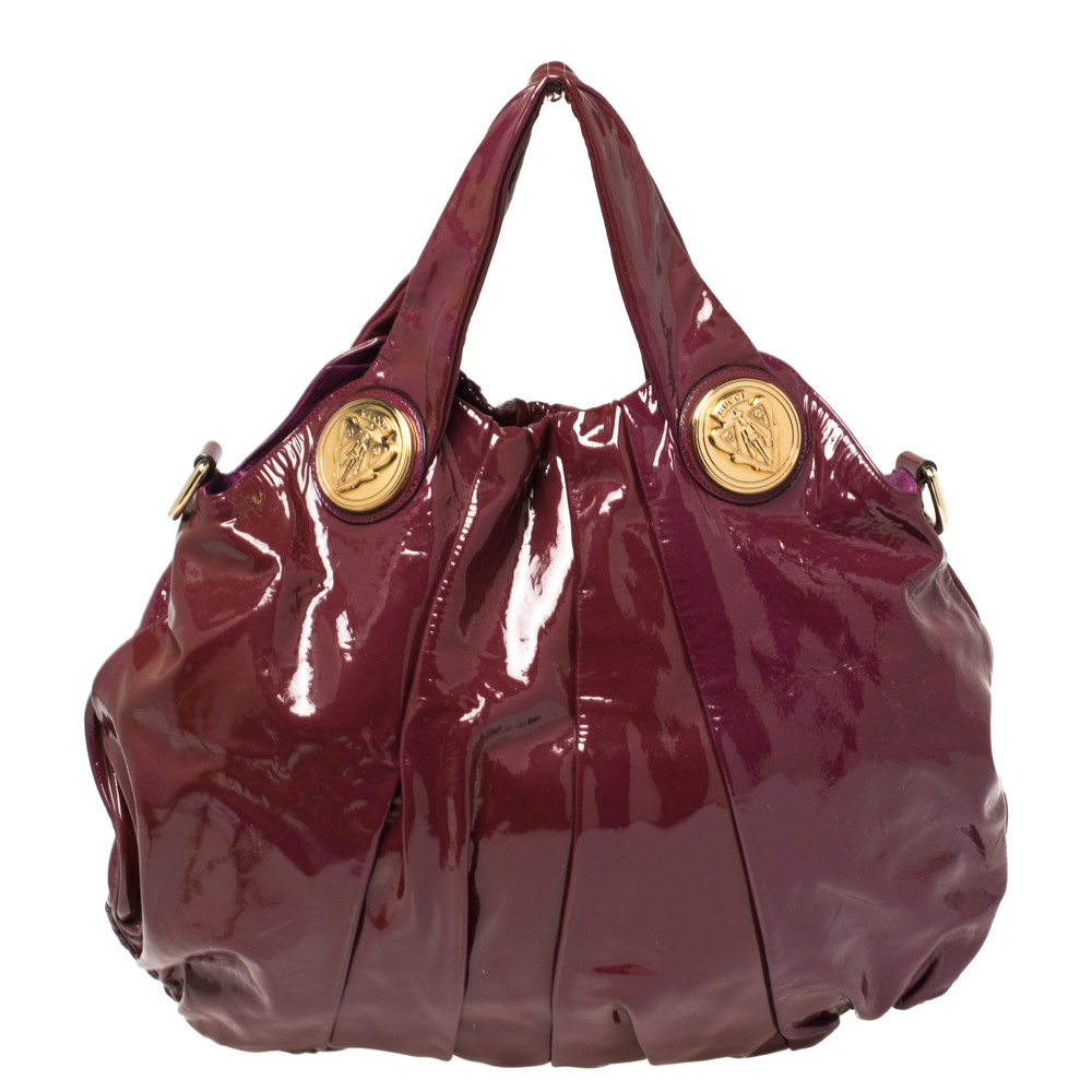 Gucci Burgundy/Purple Patent Leather Large Hysteria Hobo