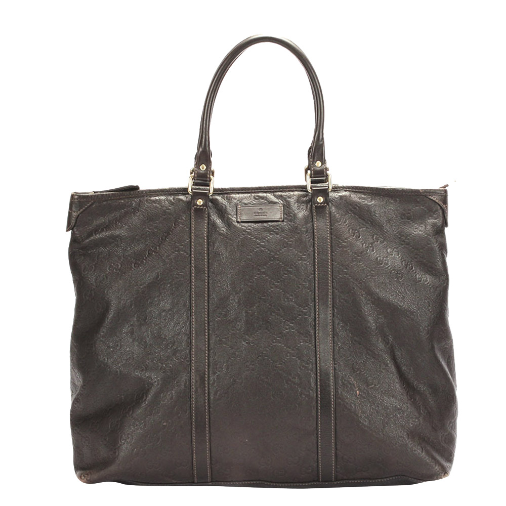 Gucci Brown/Dark Brown Guccissima Leather Tote Bag