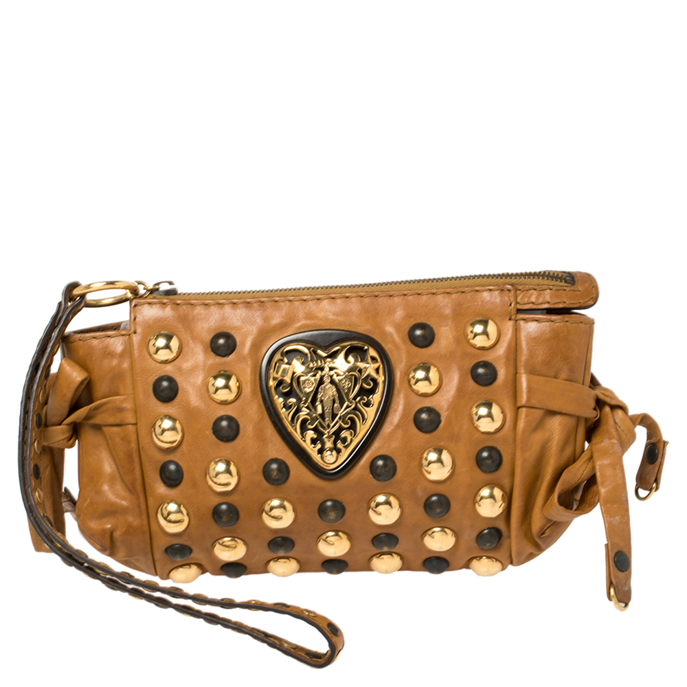 Gucci Brown Leather Babouska Hysteria Clutch