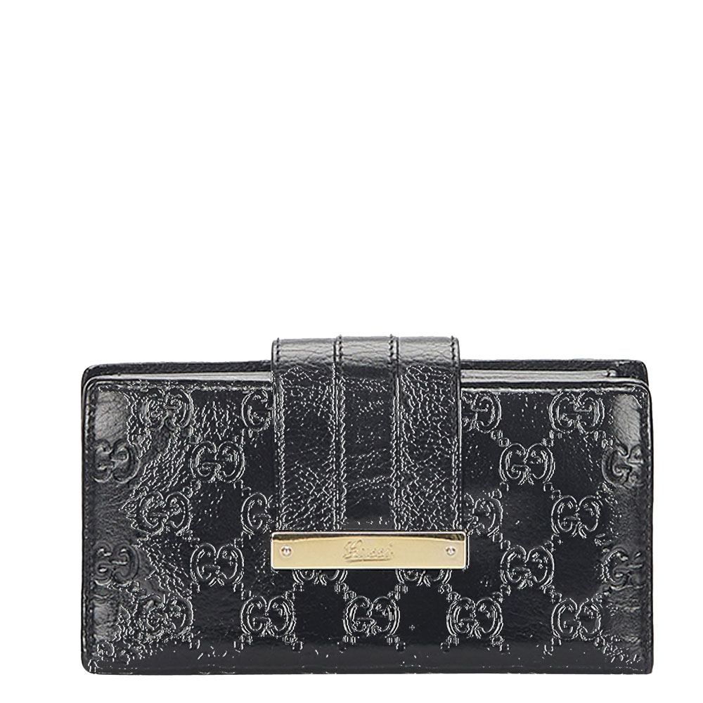 Gucci Black Guccissima Leather Continental Wallet