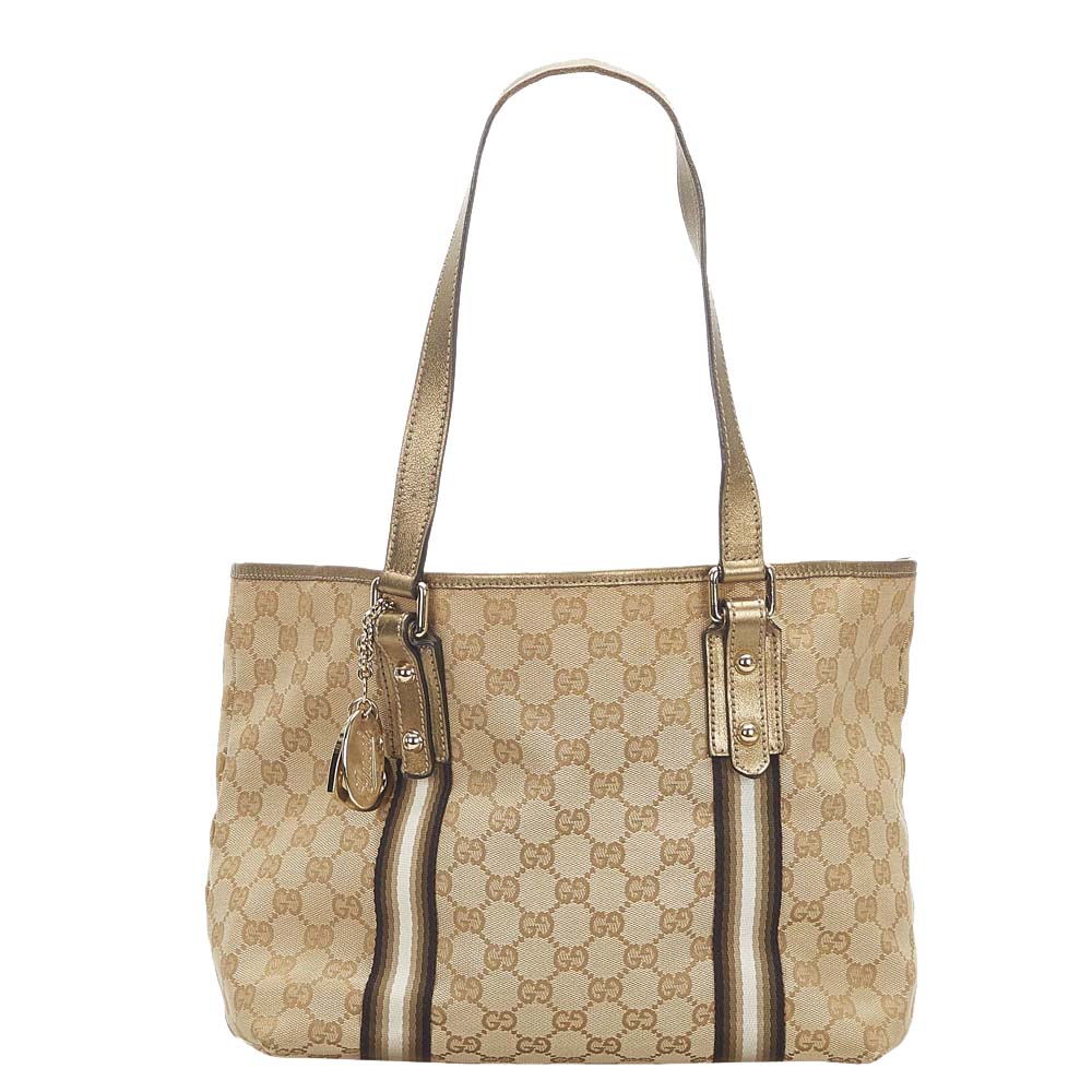 Gucci Beige Canvas Leather Jolicoeur Shoulder Bag