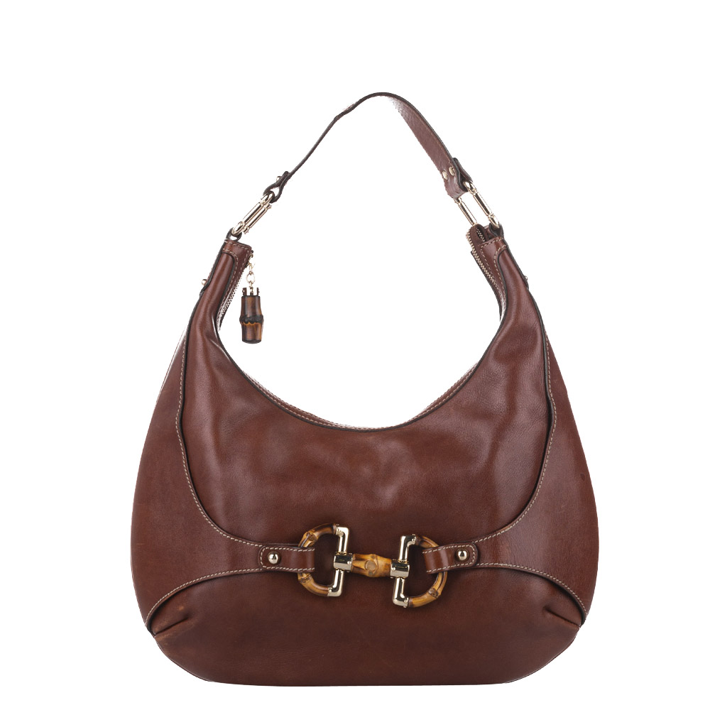 Gucci Brown Leather Horsebit Amalfi Hobo Bag