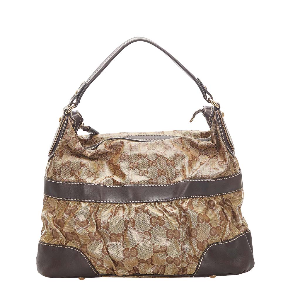 Gucci Beige/Brown GG Crystal Coated Canvas and Leather Mix Hobo Bag