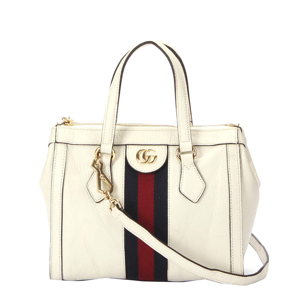 Gucci White Leather Ophidia Satchel Bag