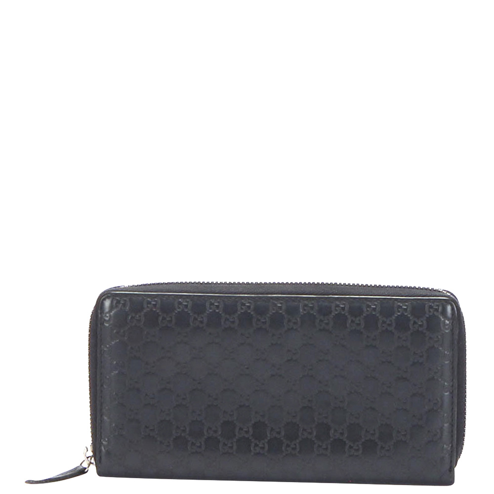 Gucci Black Microguccissima Zip Around Leather Wallet