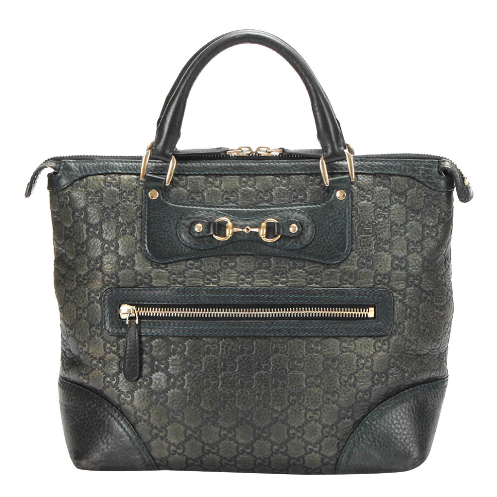 Gucci Black Guccissima Leather Catherine Satchel Bag