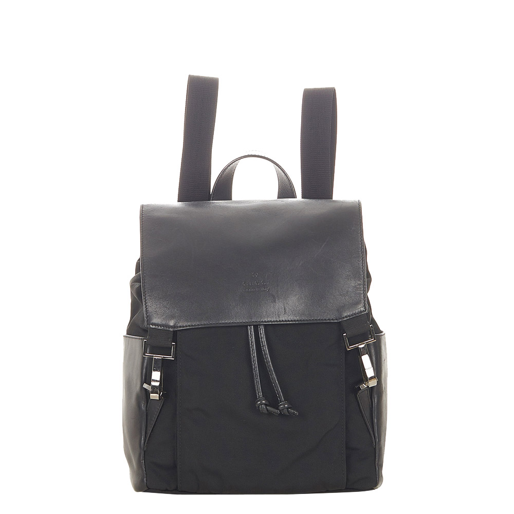 Gucci Black Nylon And Leather Backpack