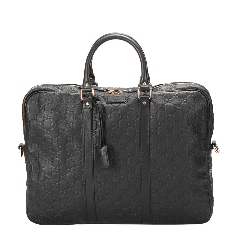 Gucci Black Guccissima Leather Bright Briefcase