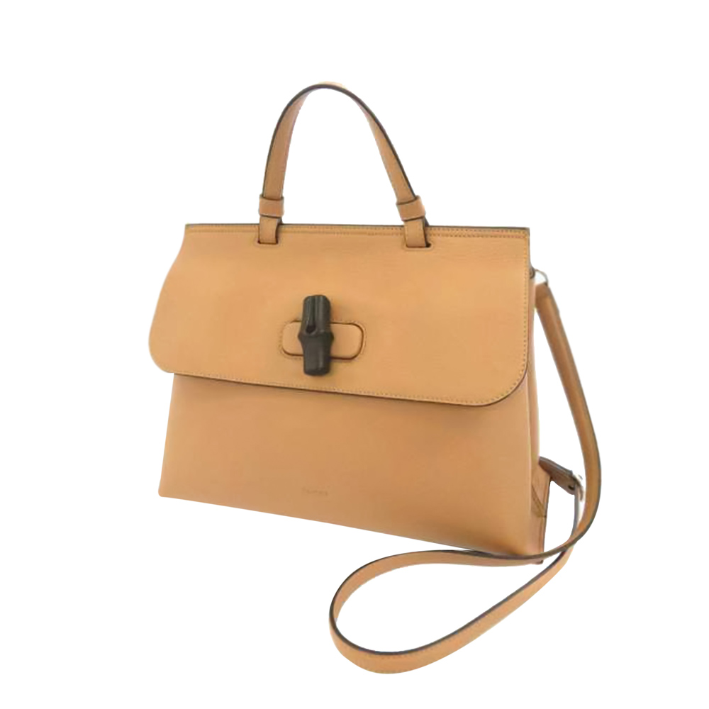 Gucci Beige Leather Bamboo Daily Bag