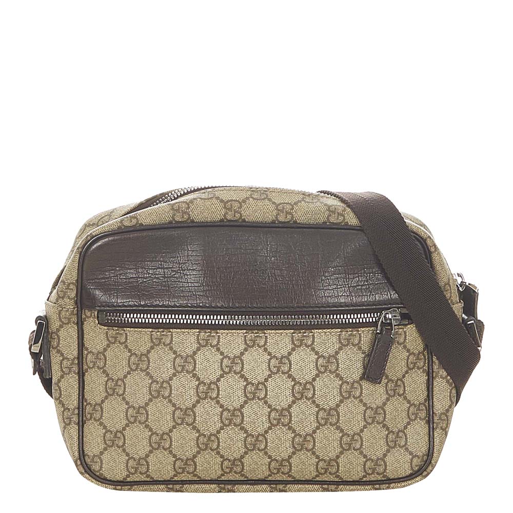 Gucci Beige/Brown GG Canvas Crossbody Bag