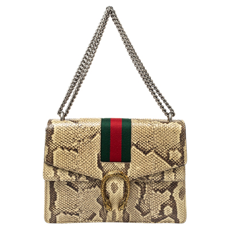 Gucci Beige Python Medium Dionysus Shoulder Bag