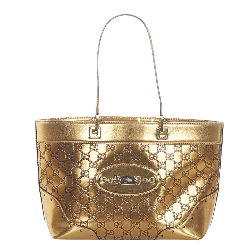 Gucci Gold Guccissima Leather Punch Tote Bag