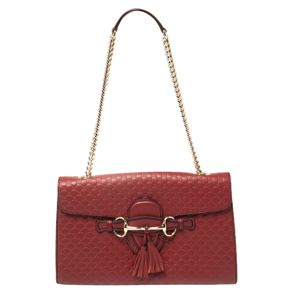Gucci Red Microguccissima Leather Medium Emily Chain Shoulder Bag