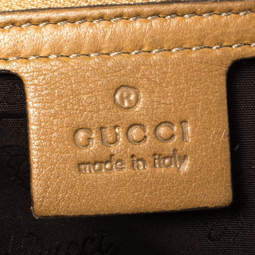 Gucci Brown Leather And Crocodile Medium G Wave Hobo