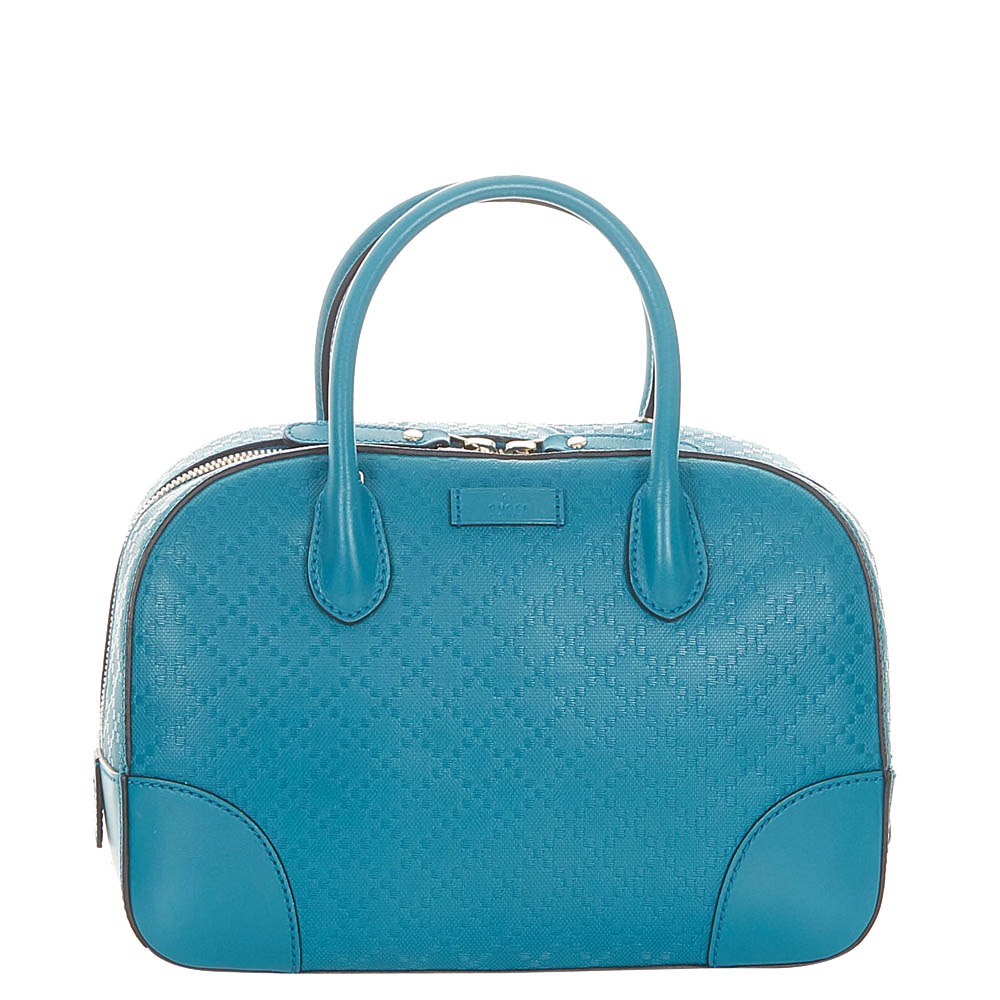 Gucci Blue Diamante Leather Bright Satchel Bag