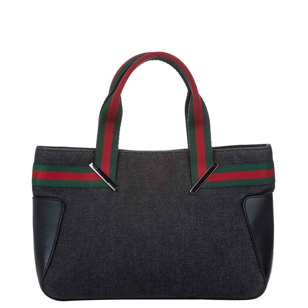 Gucci Black Web Denim Shouldrer Bag