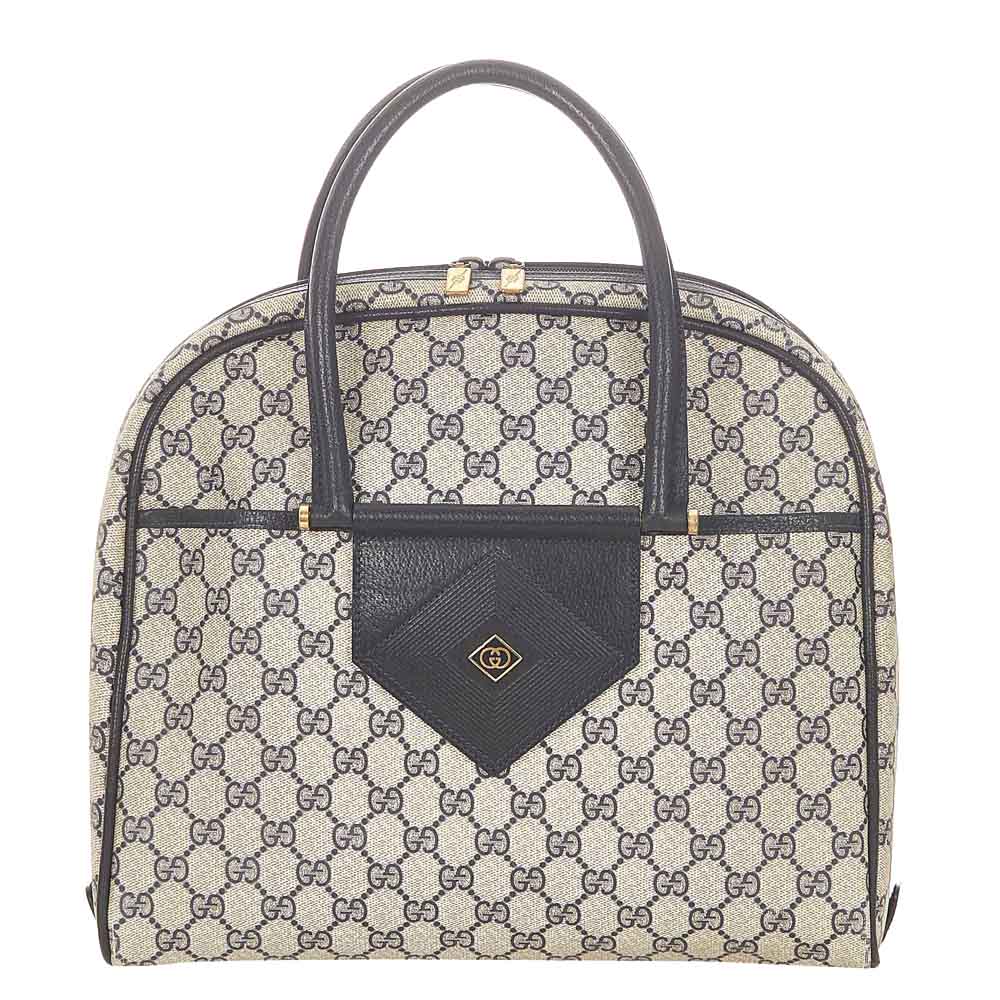Gucci Brown/Beige GG Supreme Canvas Satchel Bag