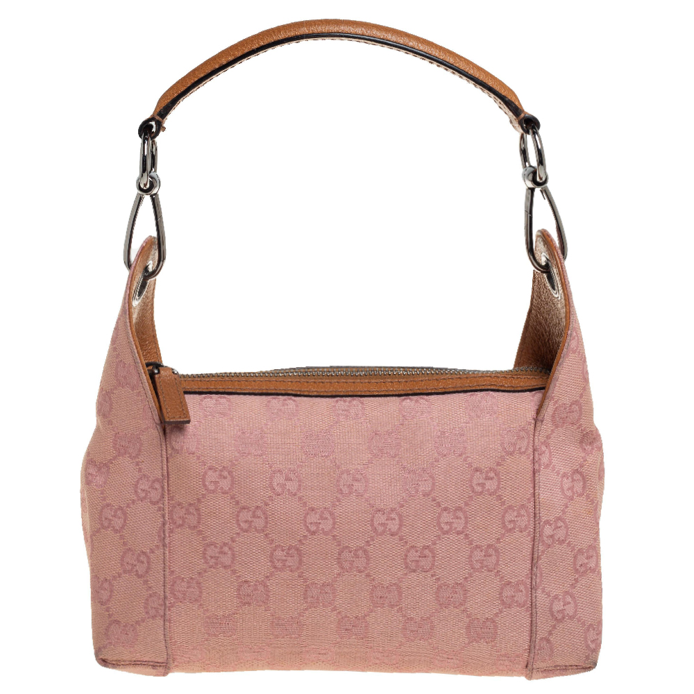 Gucci Pink GG Canvas and Leather Bag