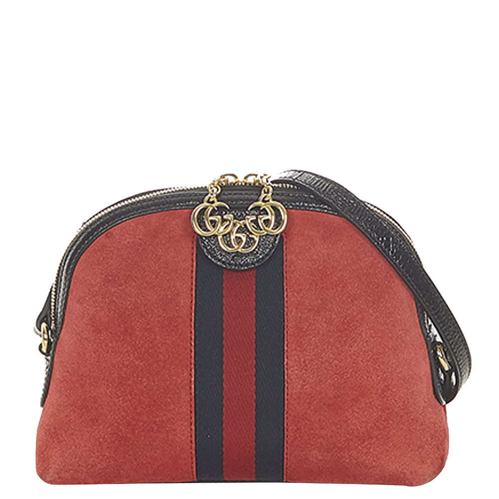 Gucci Red Suede Ophidia Small Crossbody Bag