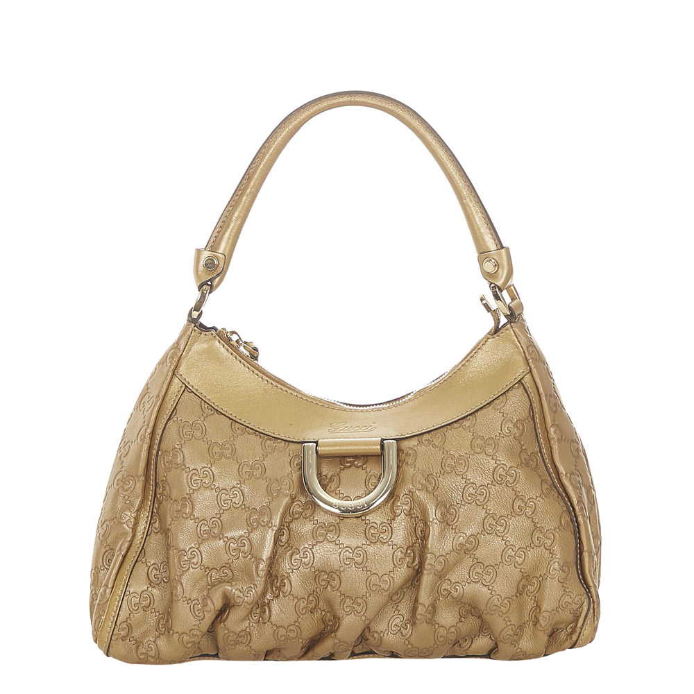 Gucci Gold Guccissima Leather Abbey D-Ring Hobo Bag