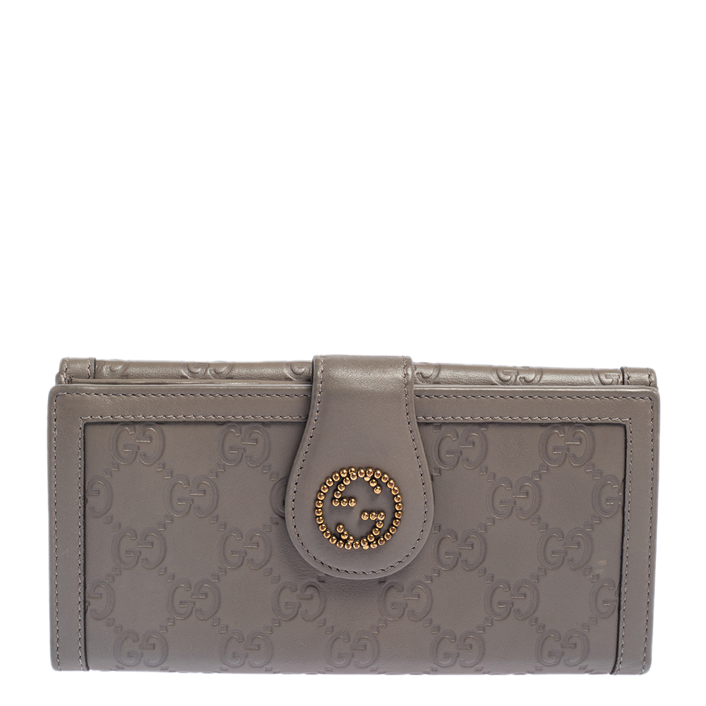 Gucci Grey Guccissima Leather Scarlett Continental Wallet