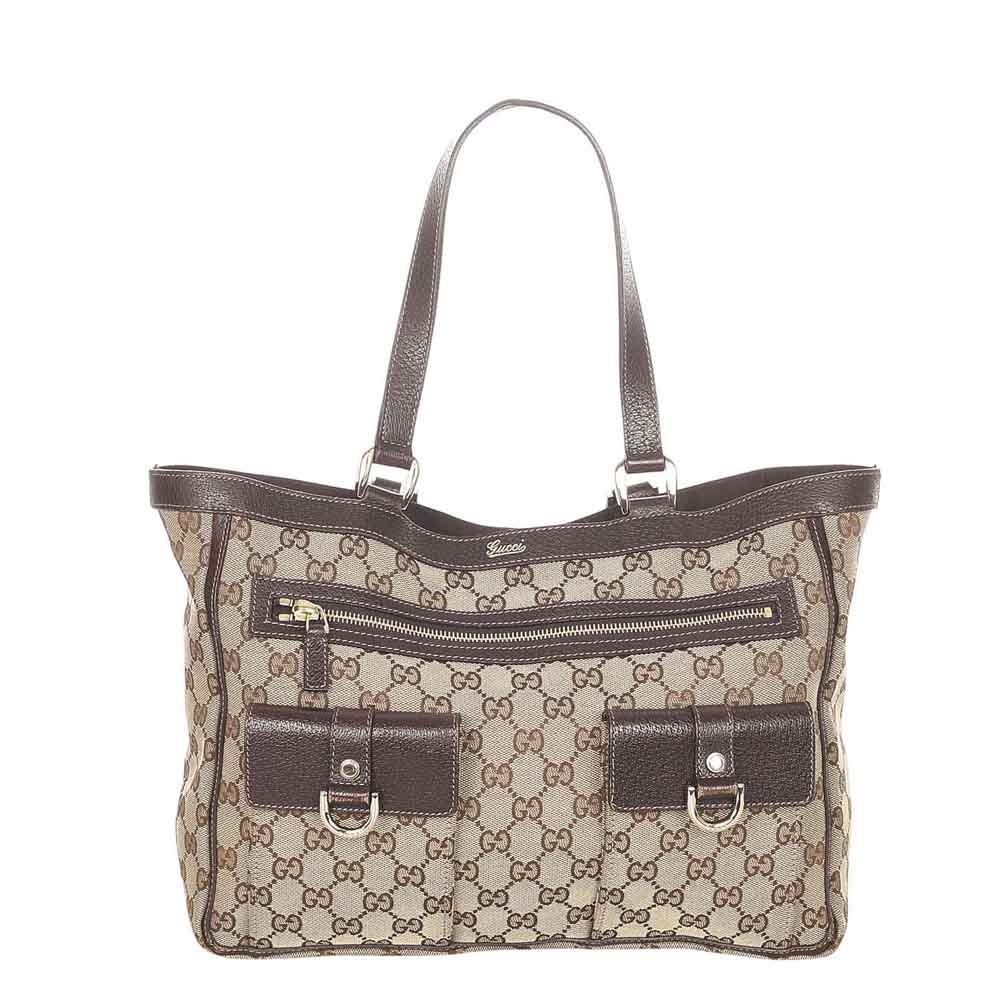 Gucci Brown/Beige GG Canvas Abbey D-Ring Tote Bag
