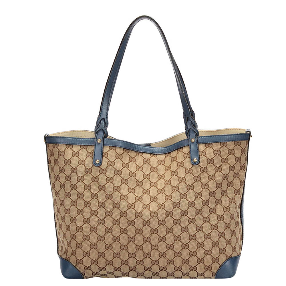Gucci Beige/Blue GG Canvas Crafty Tote Bag