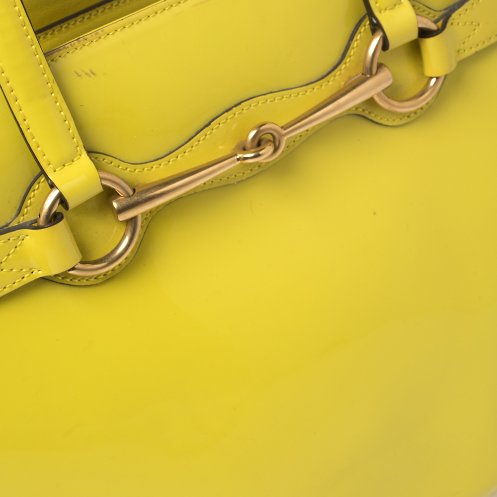 Gucci Yellow Patent Leather Medium Bright Bit Tote