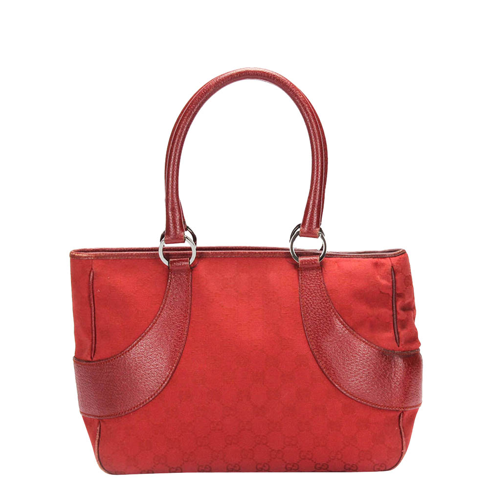 Gucci Red GG Canvas Tote Bag
