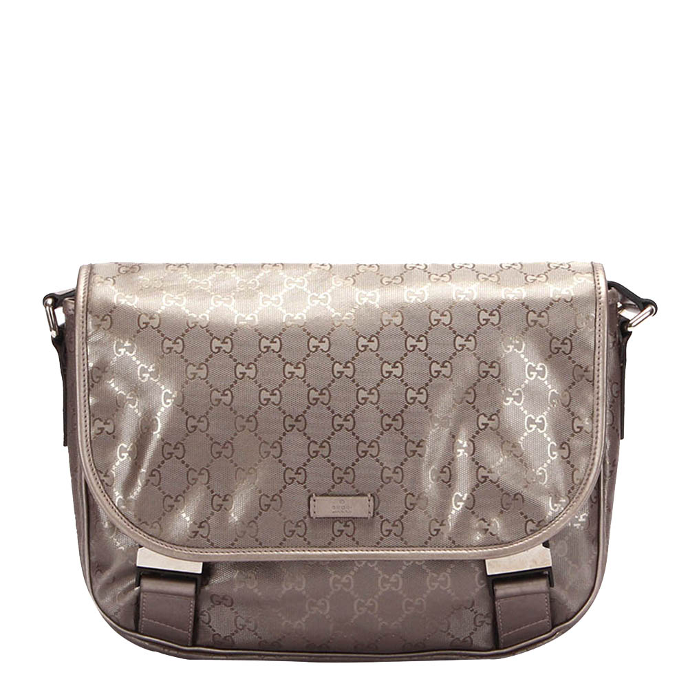 Gucci Brown Leather PVC GG Imprime Shoulder Bag