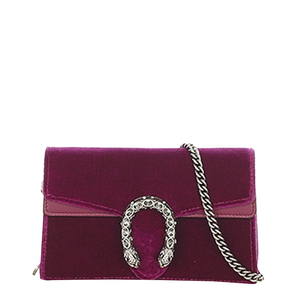 Gucci Pink Velvet Dionysus Super Mini Crossbody Bag