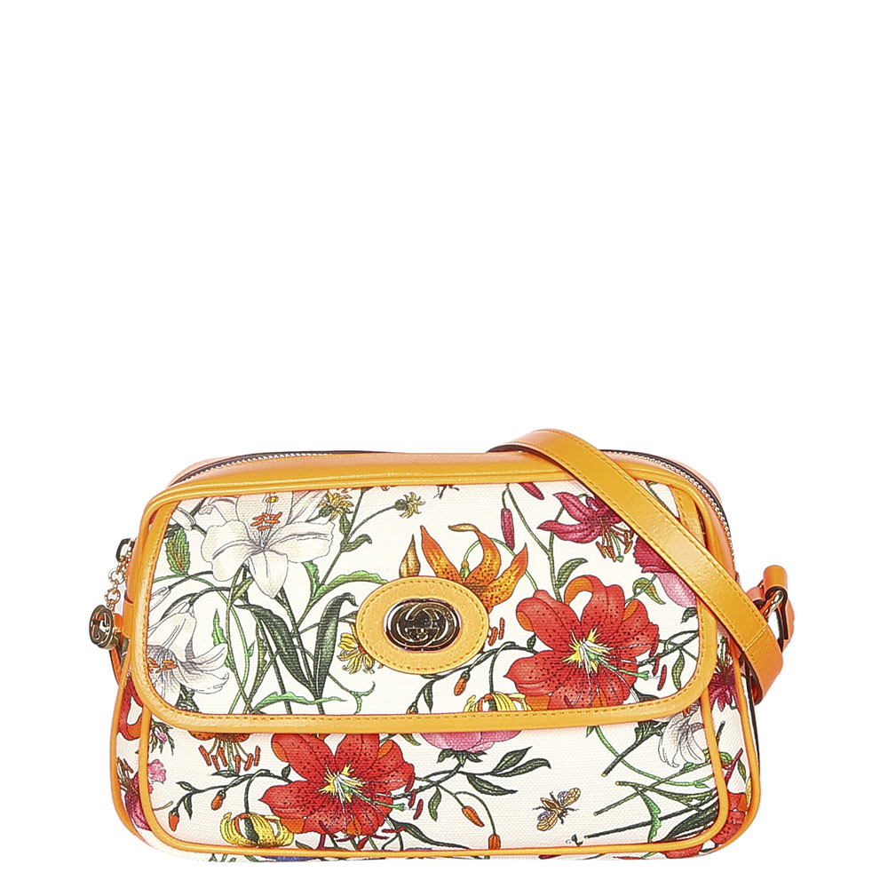 Gucci Multicolor Canvas Leather Flora Crossbody Bag
