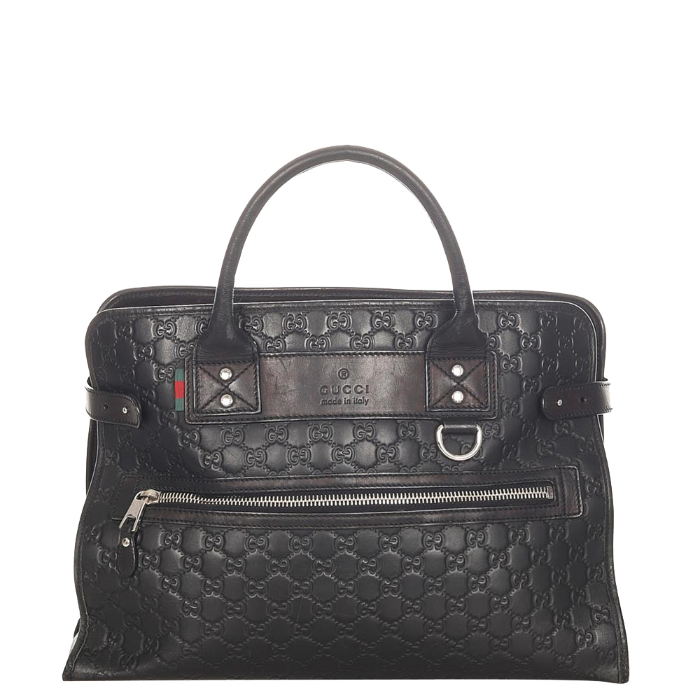Gucci Black Guccissima Leather Satchel Bag
