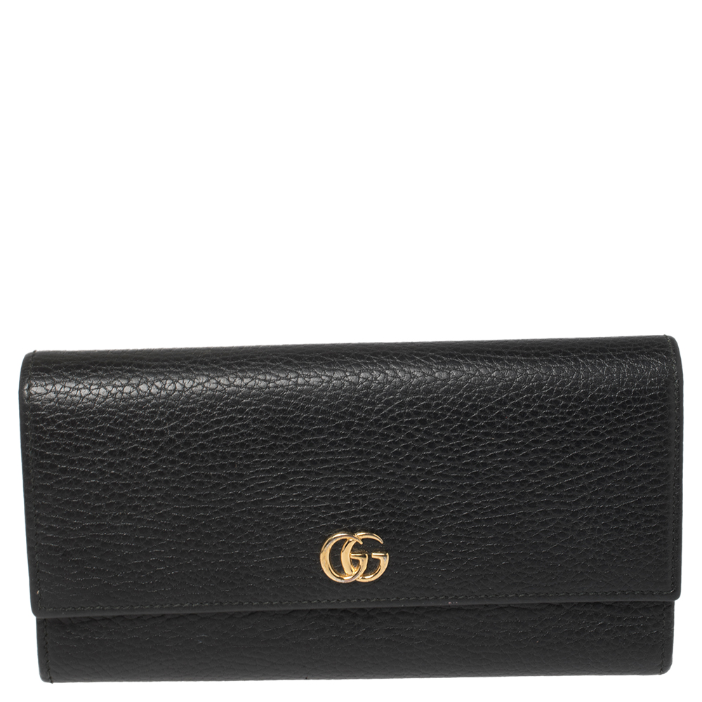 Gucci Black Leather Double G Continental Wallet
