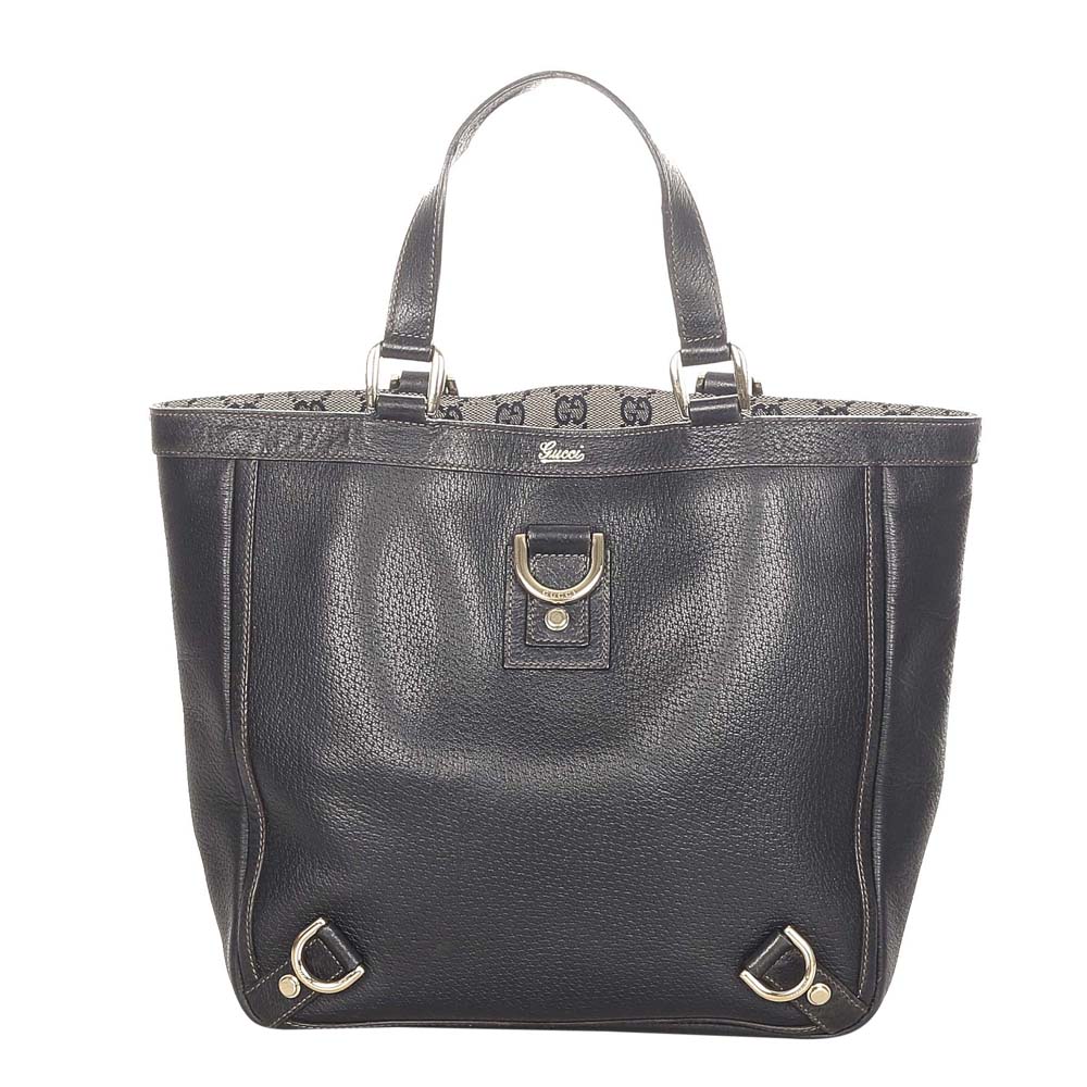 Gucci Black Leather Abbey D-Ring Tote Bag