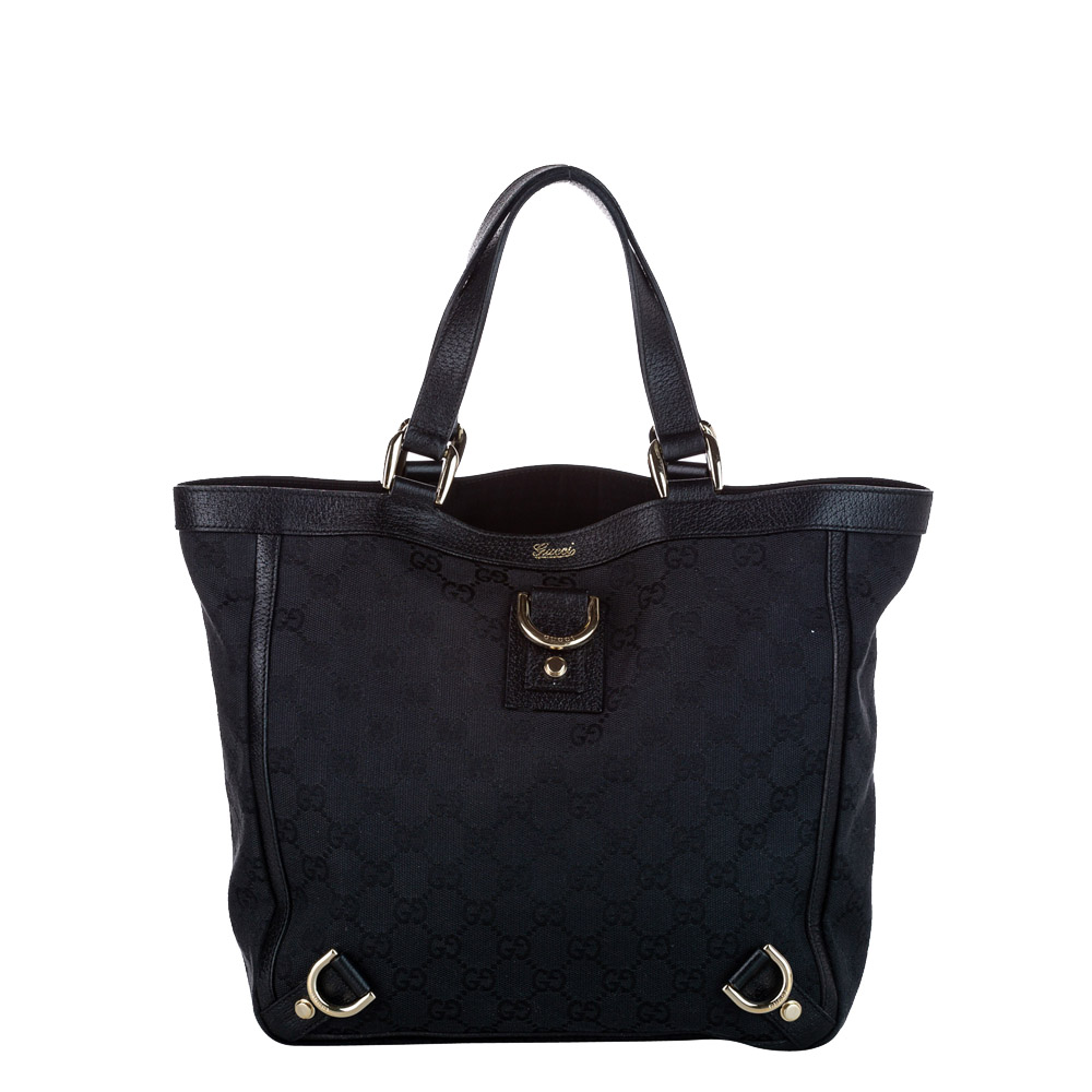 Gucci Black Canvas Abbey D-Ring Tote Bag