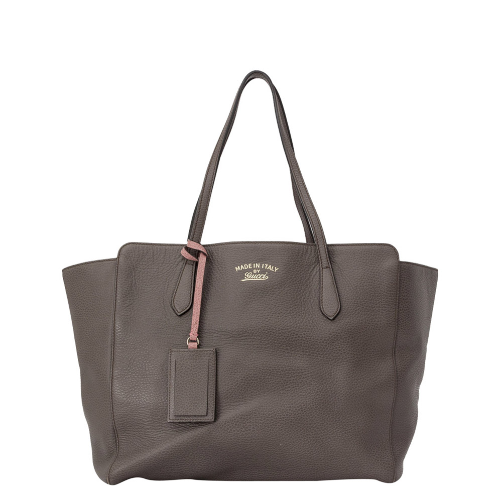 Gucci Brown Leather Swing Tote Bag