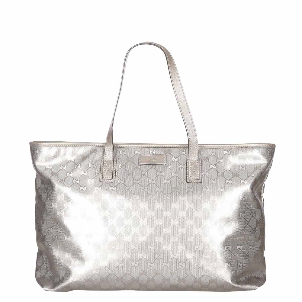 Gucci Silver GG Imprime Canvas Tote Bag