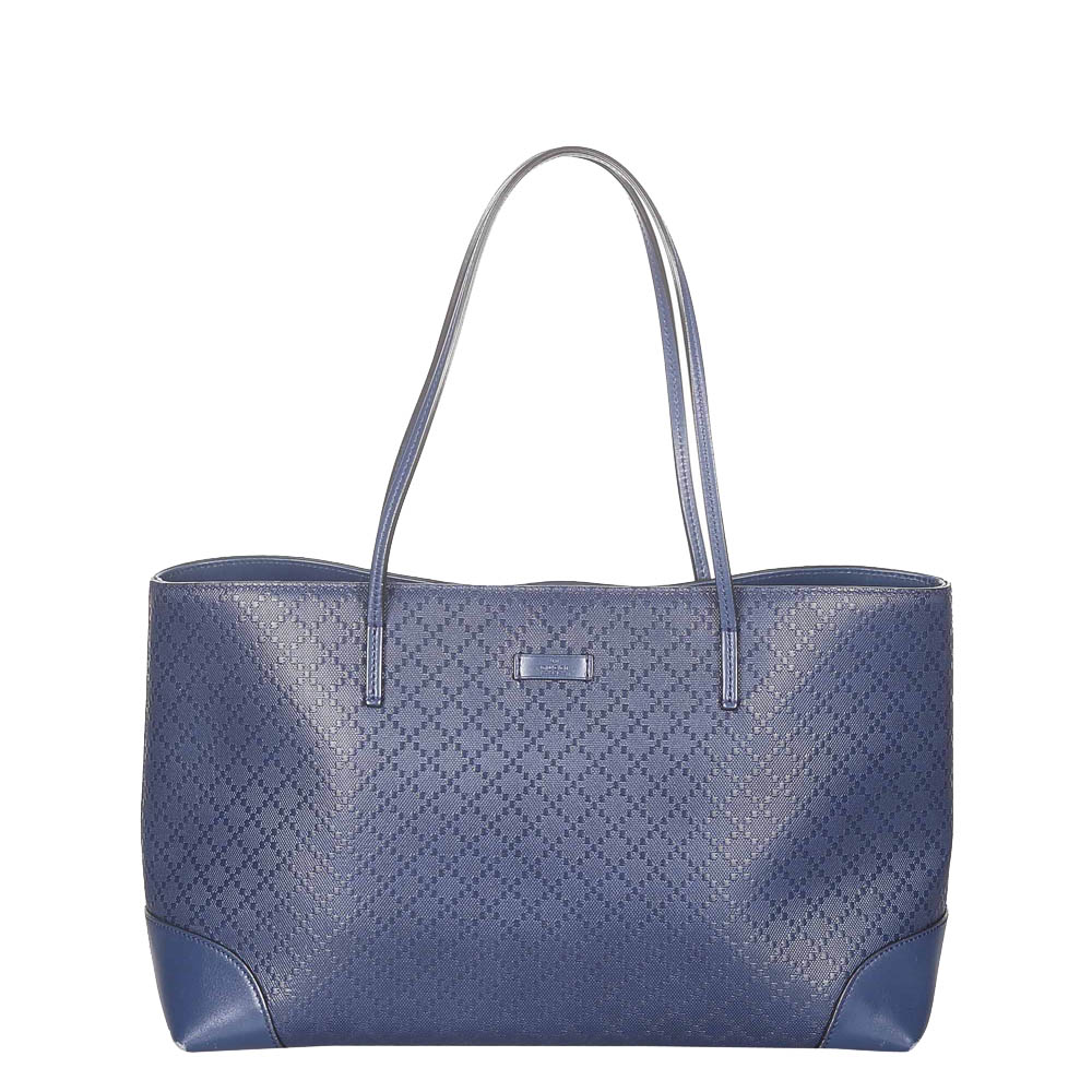 Gucci Blue Diamante Bright Leather Tote Bag