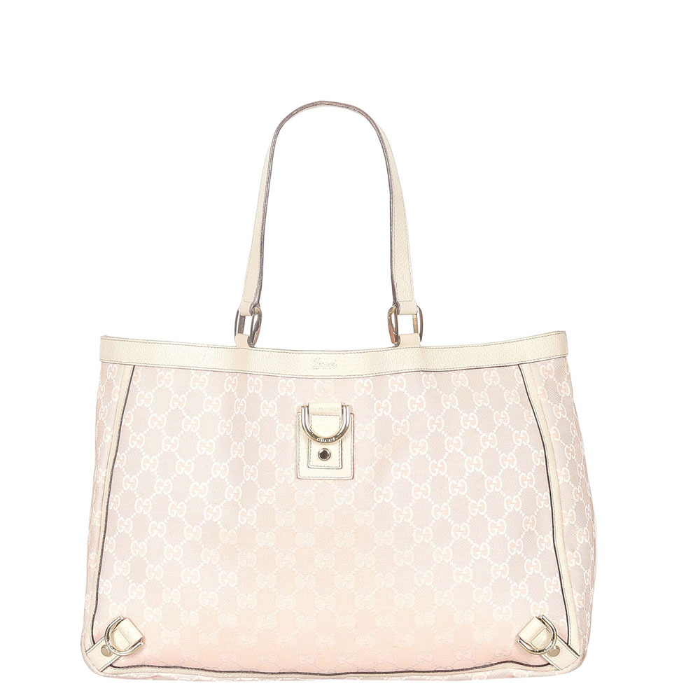 Gucci Pink/Light Pink Canvas Abbey D-Ring Tote Bag