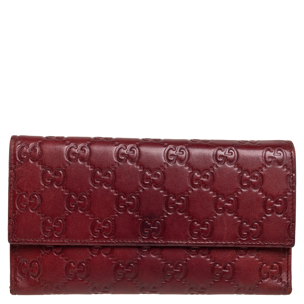 Gucci Burgundy Guccissima Leather Continental Flap Wallet