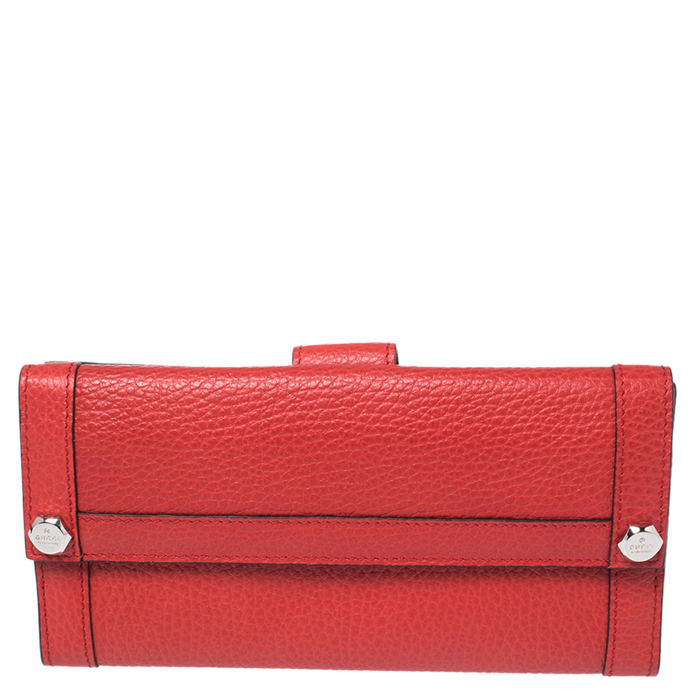 Gucci Scarlet Leather Charmy Continental Wallet
