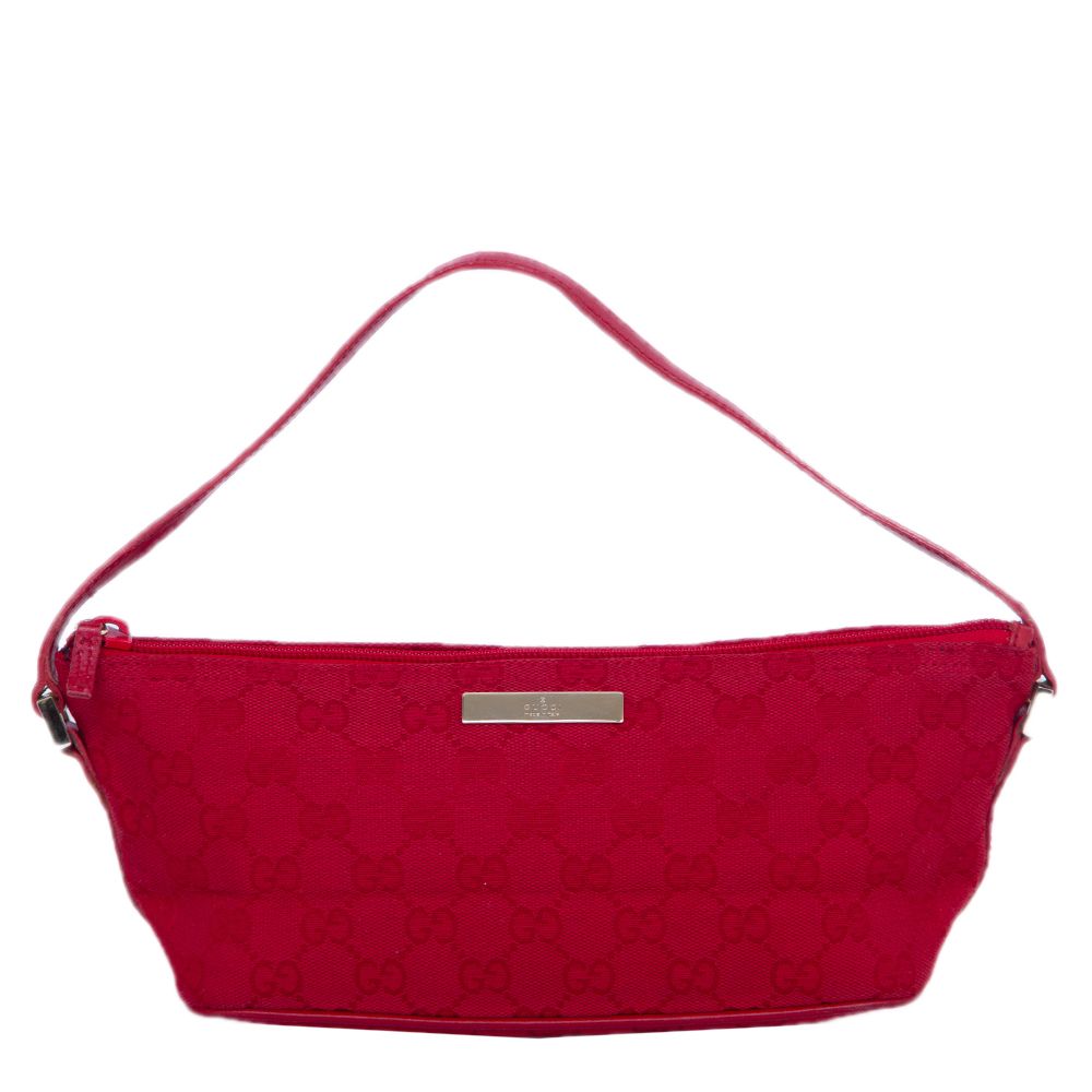 Gucci Red Canvas Pochette Bag